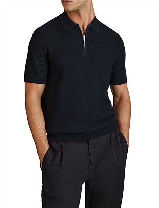 IVOR SHORT HALF ZIP TEXTURED POLO