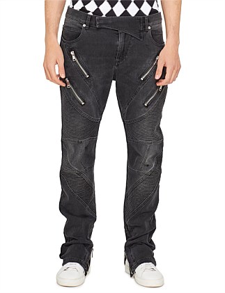 DESTROYED BIKER DENIM PANTS - SKINNY FIT