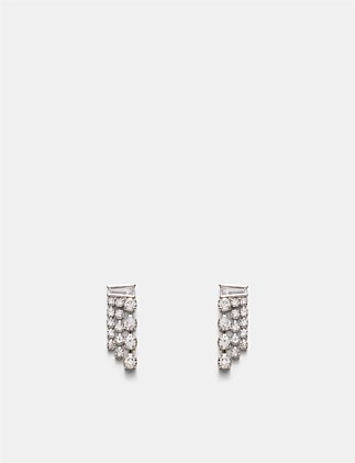 Crystalline Mini Fringe Stud Earrings