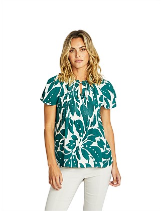 Mono Leaf Pintuck Top