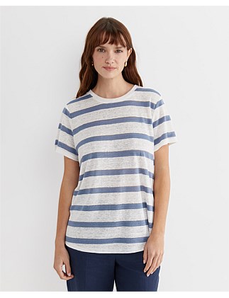 TONIA LUREX STRIPE LINEN TEE