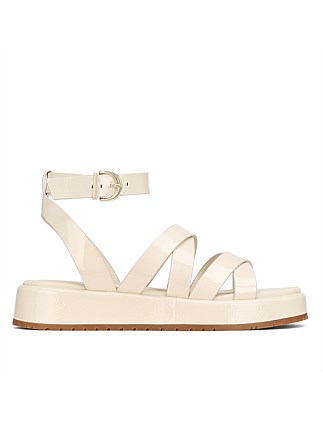 CHERISH Ivory Crinkle Patent Leather Strappy Sandal