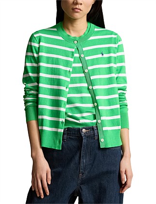 STRIPED COTTON-BLEND CARDIGAN