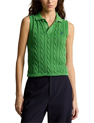 CABLE-KNIT CROPPED POLO SHIRT