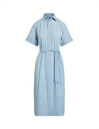 CHAMBRAY BELTED SHIRTDRESS