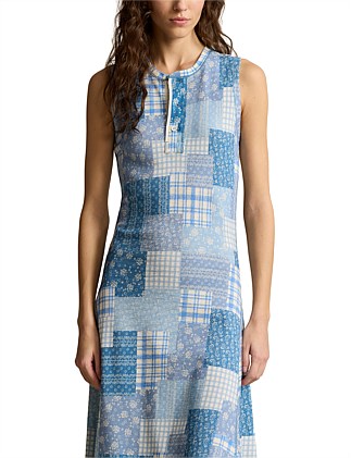 PATCHWORK DOUBLE-KNIT SLEEVELESS DRESS