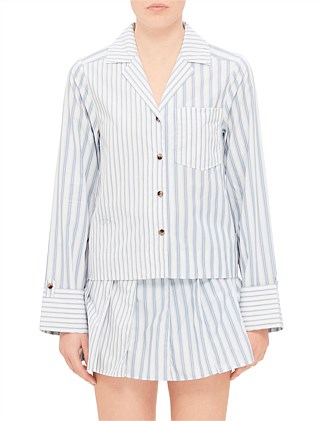 Stripe Cotton Long Sleeve Shirt