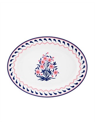 JAIPUR OVAL PLATTER 39X30 PINK/BLUE