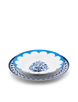 JAIPUR SOUP PLATE 23CM SET OF 2 BLUE