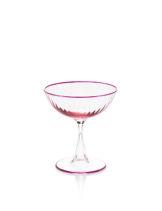 STRIPED CHAMPAGNE GLASS SET OF 2 AMETHYST ROSE