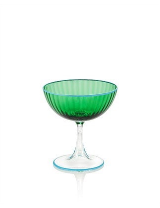 STRIPED CHAMPAGNE GLASS SET OF 2 EMERALD/TURQUOISE