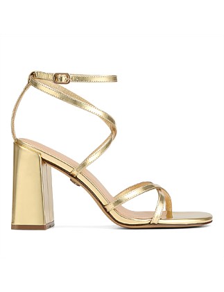 Remy Gold Metallic Leather Strappy Heel