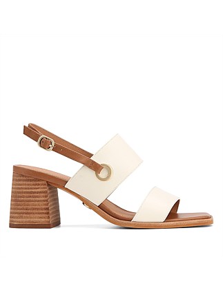 LISA White Leather Block Heel