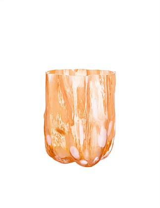 CRACKLE VASE AMBER/FLAMINGO 270MM