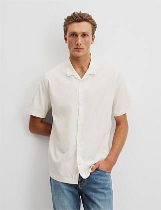 Short Sleeve Revere Jacquard Shirt