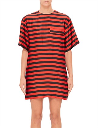 STRIPED SHORT SLEEVE MINI DRESS