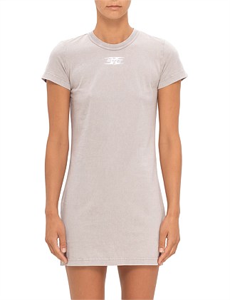 SHRUNKEN T-SHIRT MINI DRESS WITH BLADE LOGO