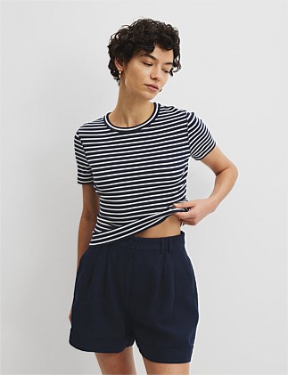 Australian Cotton Blend Crop Rib T-Shirt