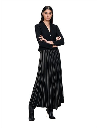 STRIPE PLEATED KNIT SKIRT