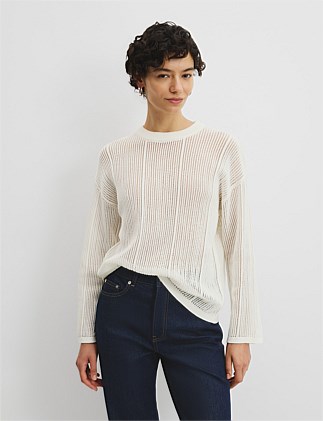 Organically Grown Cotton Long Sleeve Crochet Knit