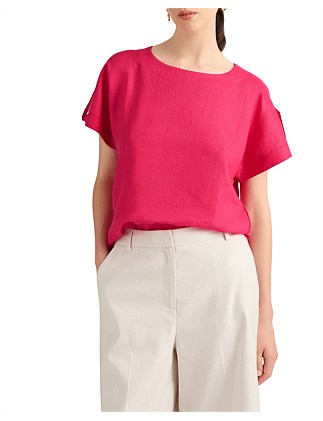 MELINDA LINEN MIX TEE