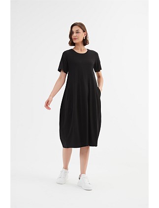 SHORT SLEEVE DIAGONAL SEAM DRESS