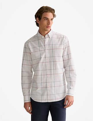 Regular Fit Yarn Dyed Cotton Check Oxford Shirt