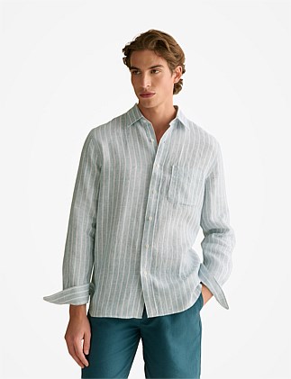 Regular Fit Linen Bold Stripe Shirt