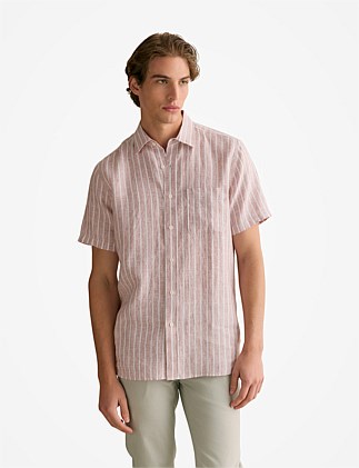 Linen Bold Stripe Short Sleeve Shirt