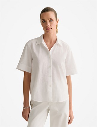 Cotton Seersucker Short Sleeve Shirt