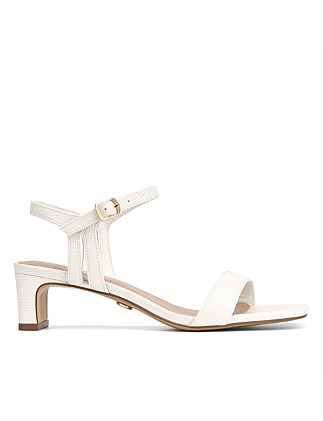 FORDE Off White Embossed Leather Slim Block Heel