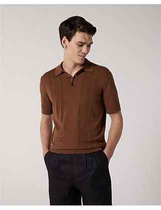 Knitted Pointelle Short Sleeve Polo