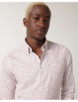 Painted Floral Print Dress Shirt