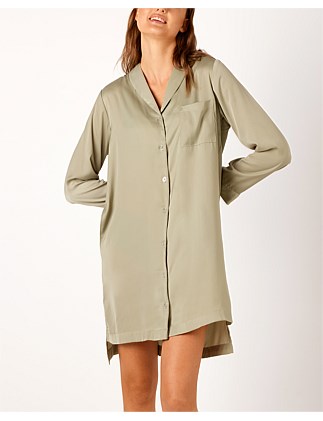 LOUNGE RECYCLED SATIN LONG SLEEVE NIGHTIE