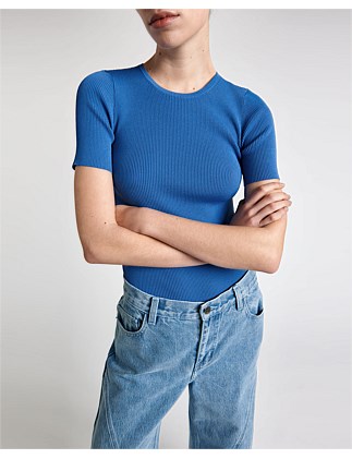 RIBBED SHORT SLEEVE KNIT