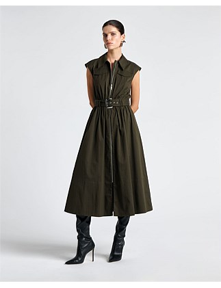 SAFARI BELTED MIDI DRESS