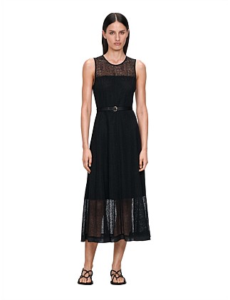 CORDED LACE DRESS WITH BELT