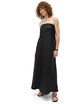 CORE LINEN STRAPLESS MAXI DRESS