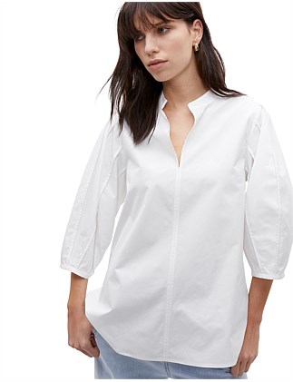 BLOUSON SLEEVE POPLIN BLOUSE