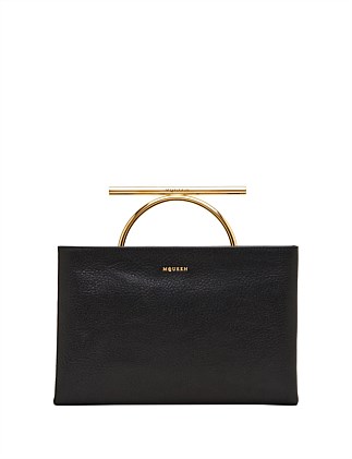 GRAINY LAMB LEATHER CROSS-BAR CLUTCH