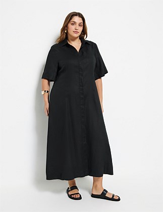 LINEN SHIRT MAXI DRESS