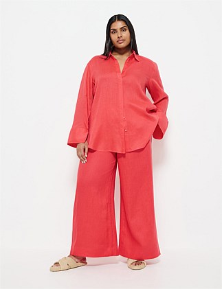 FLAT FRONT LINEN PANT