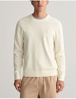 Textured Cotton Crew Neck Knit