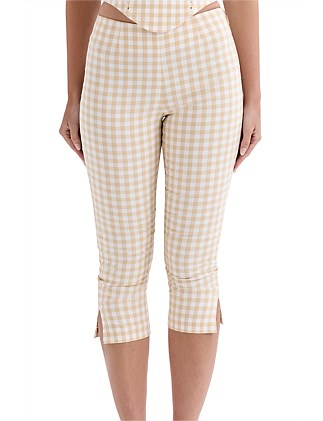 HOUSE OF CB CARELLA GINGHAM CAPRI TROUSERS