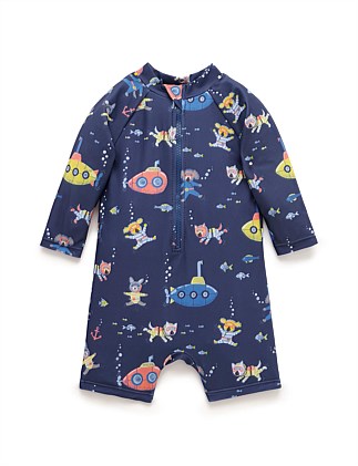 Printed Long Sleeve Sunsuit