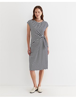 TIE MERCERISED JERSEY DRESS