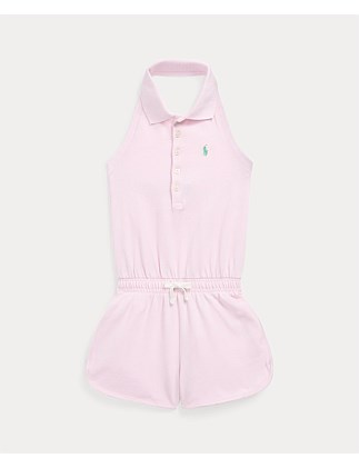 GIRLS STRETCH MESH HALTER ROMPER