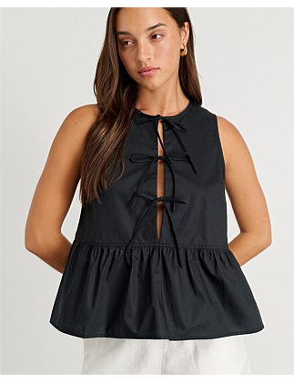 POPLIN SLEEVELESS TIE TOP