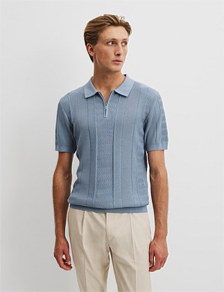 Cotton Silk Multi Textured Polo