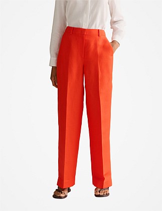 Linen Blend Twill Straight Leg Pant